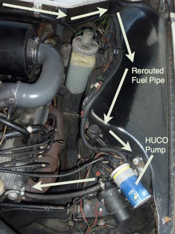 Rover P6 V8 HUCO electric fuel pump location and pipe run